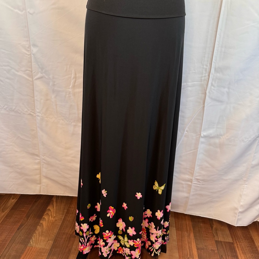 Lularoe Dipped Floral Black Maxi Skirt